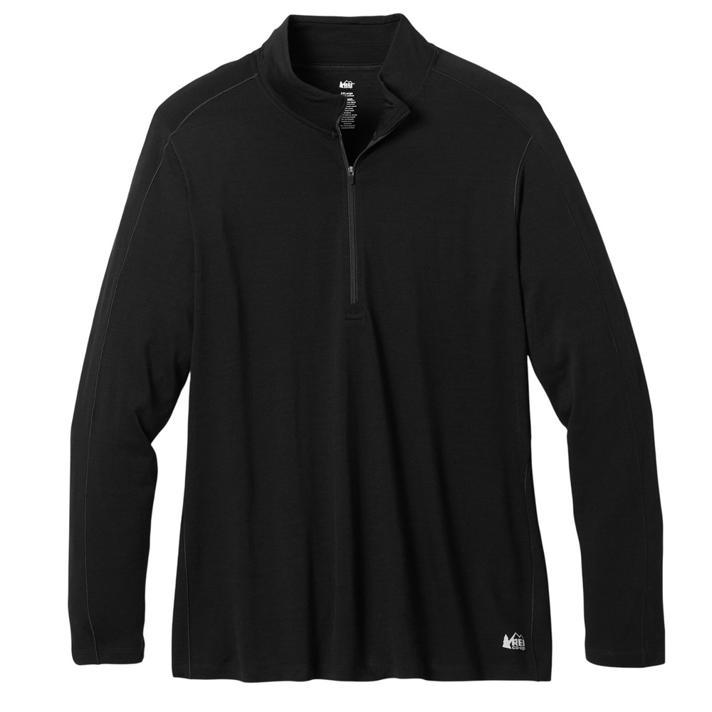 REI Co-op Merino 185 Long-Sleeve Half-Zip Base Layer Top Womens 1X Black Plus
